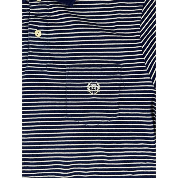 Chaps Polo Shirt Men’s Medium Navy White Striped Short Sleeve Classic Fit - Picture 3 of 10